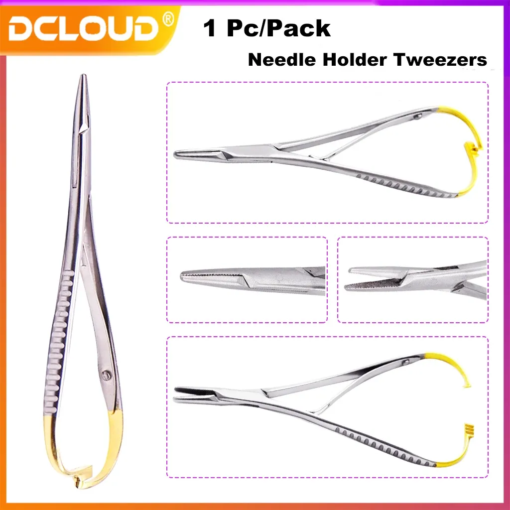 Dental Needle Holder Pliers Orthodontic Instrument Tweezer Gold Plated · Image 1